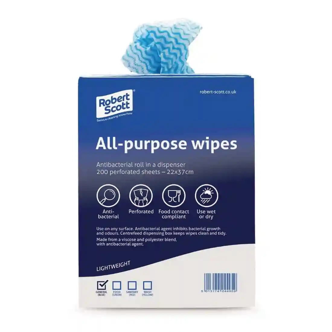 Robert Scott All-Purpose Antibacterial Cleaning Cloths Blue (Pack of 200) - Image 2