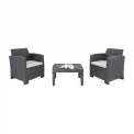 Bolero PP Armchair and Table Wicker Set Grey - Image 1