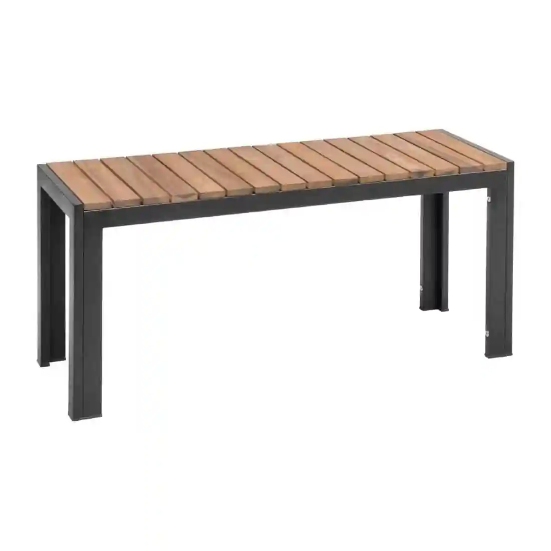 Bolero Rectangular Steel and Acacia Benches 1000mm (Pack of 2) - Image 1
