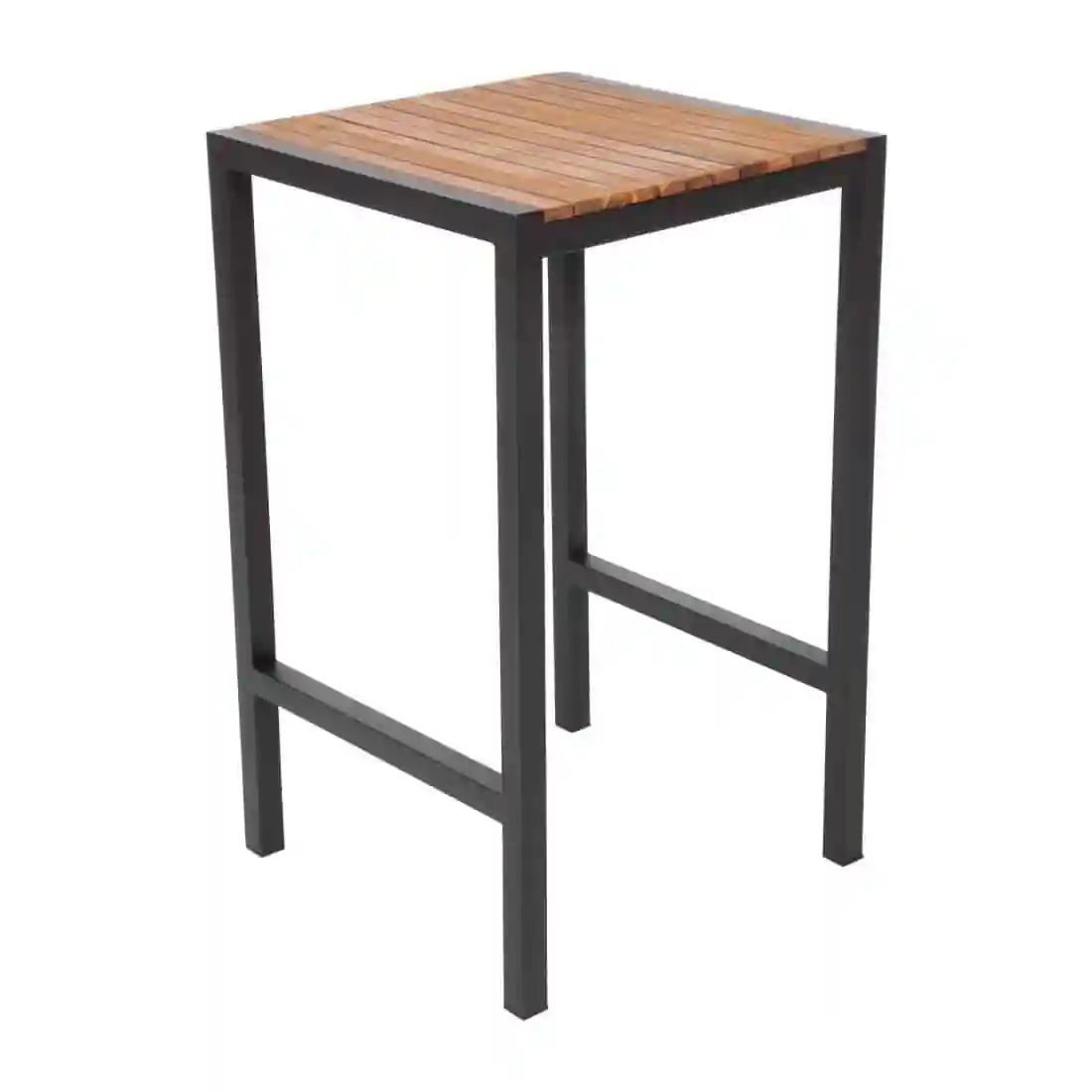 Bolero Square Steel and Acacia Bar Table 600mm - Image 2