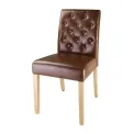 Bolero Chiswick Button Dining Chairs Tan Leather (Pack of 2) - Image 1