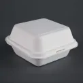 Fiesta Compostable Bagasse Burger Boxes with Bottom Ridges 153mm (Pack of 500) - Image 1