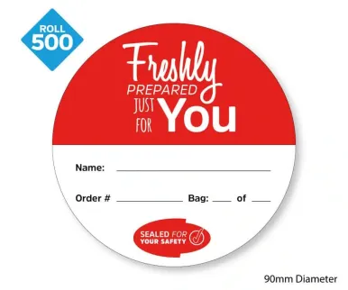 Takeaway Food Safe Delivery Labels - 90mm Diameter