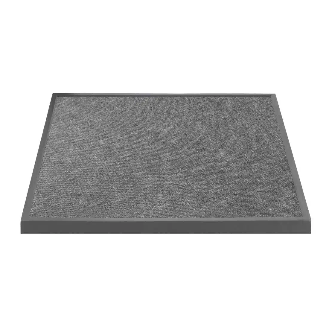 Bolero Black Brushed Mix Outdoor Tempered Glass Table Top Square Grey Trim 700mm - Image 1