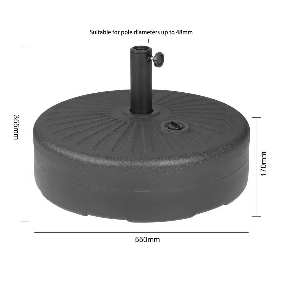Bolero Black Plastic Parasol Base 40Ltr (filled) - Image 5