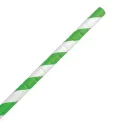 Fiesta Compostable Bendy Paper Straws Green Stripes (Pack of 250) - Image 2