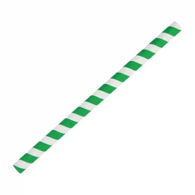 Fiesta Compostable Paper Smoothie Straws Green Stripes (Pack of 250)