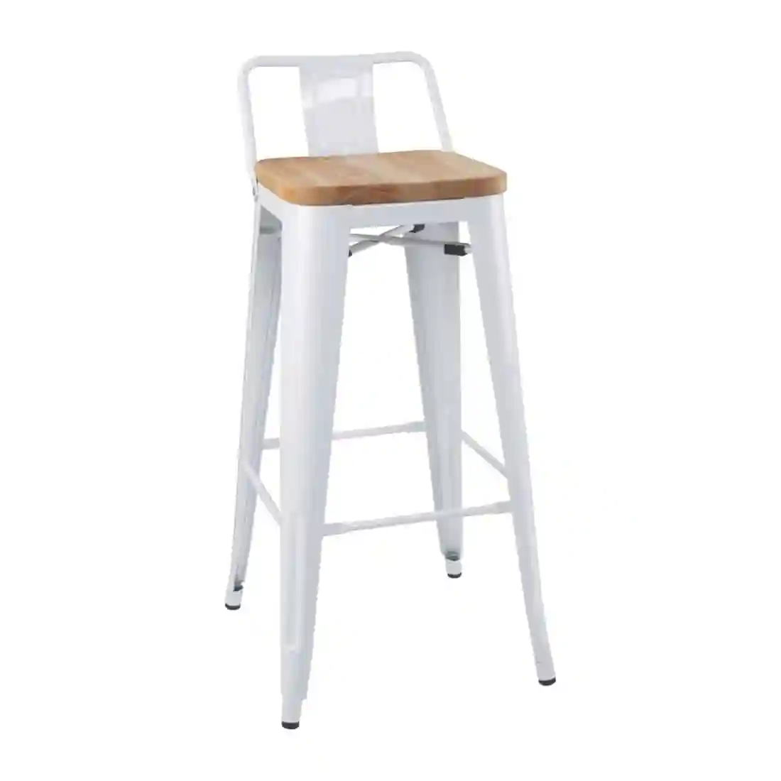 Bolero Bistro Backrest High Stools with Wooden Seat Pad White (Pack of 4) - Image 1
