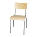 Bolero Cantina Side Chairs with Wooden Seat Pad and Backrest Galvanised (Pack of 4) - Image 1