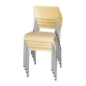 Bolero Cantina Side Chairs with Wooden Seat Pad and Backrest Galvanised (Pack of 4) - Image 5