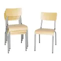 Bolero Cantina Side Chairs with Wooden Seat Pad and Backrest Galvanised (Pack of 4) - Image 6