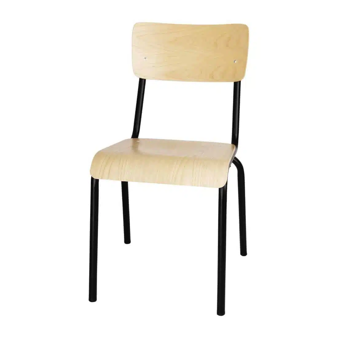 Bolero Cantina Side Chairs with Wooden Seat Pad and Backrest Black (Pack of 4) - Image 1