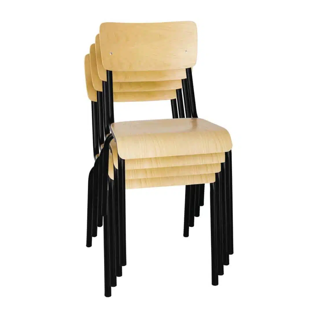 Bolero Cantina Side Chairs with Wooden Seat Pad and Backrest Black (Pack of 4) - Image 5
