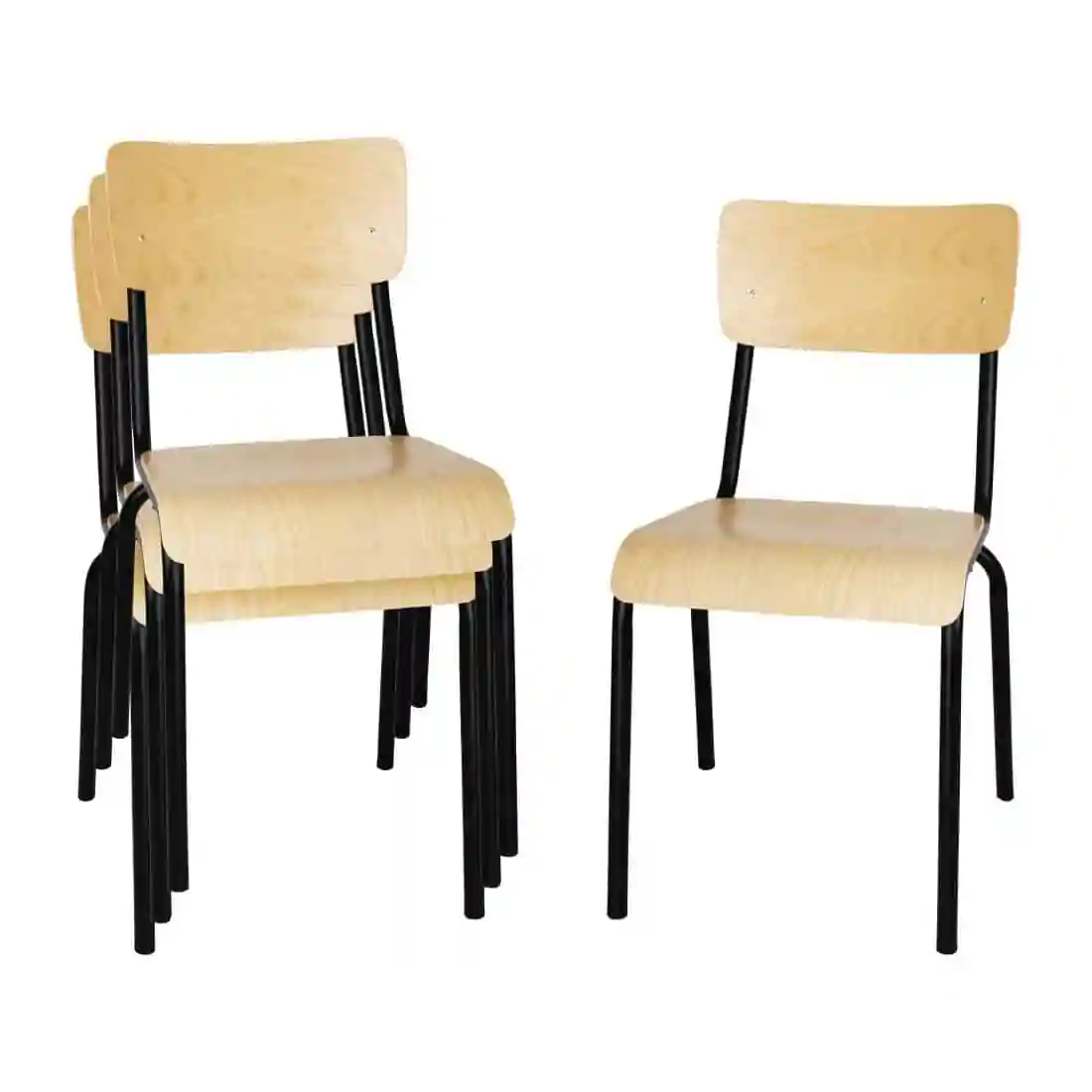 Bolero Cantina Side Chairs with Wooden Seat Pad and Backrest Black (Pack of 4) - Image 6