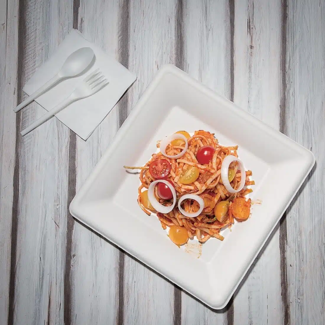 Fiesta Compostable Bagasse Square Plates 261mm (Pack of 50) - Image 6