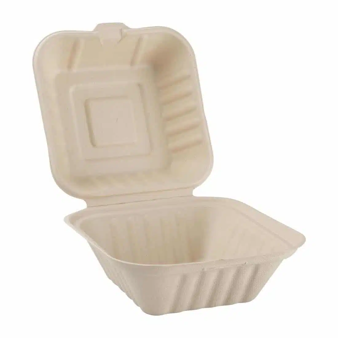 Fiesta Compostable Bagasse Burger Boxes Natural Colour 152mm (Pack of 500) - Image 2