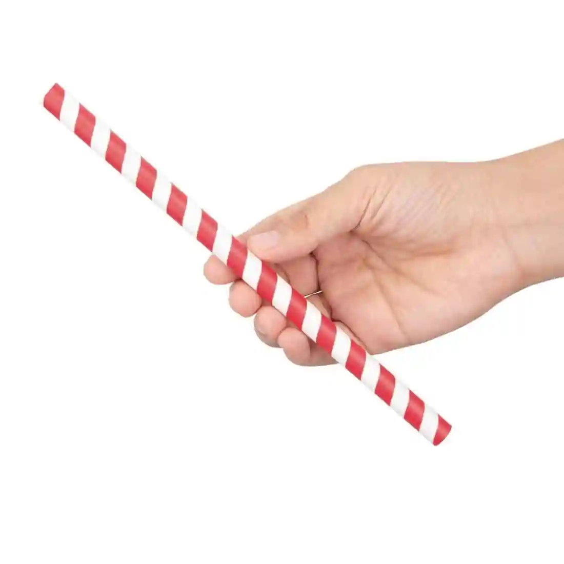 Fiesta Compostable Individually Wrapped Paper Smoothie Straws Red Stripes (Pack of 250) - Image 2