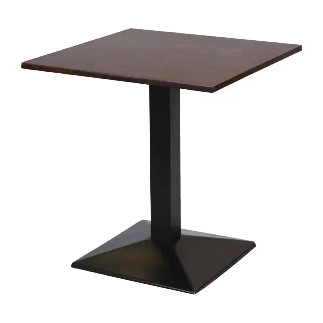 Turin Metal Base Pedestal Square Table with Dark Wood Top 700x700mm - Image 1