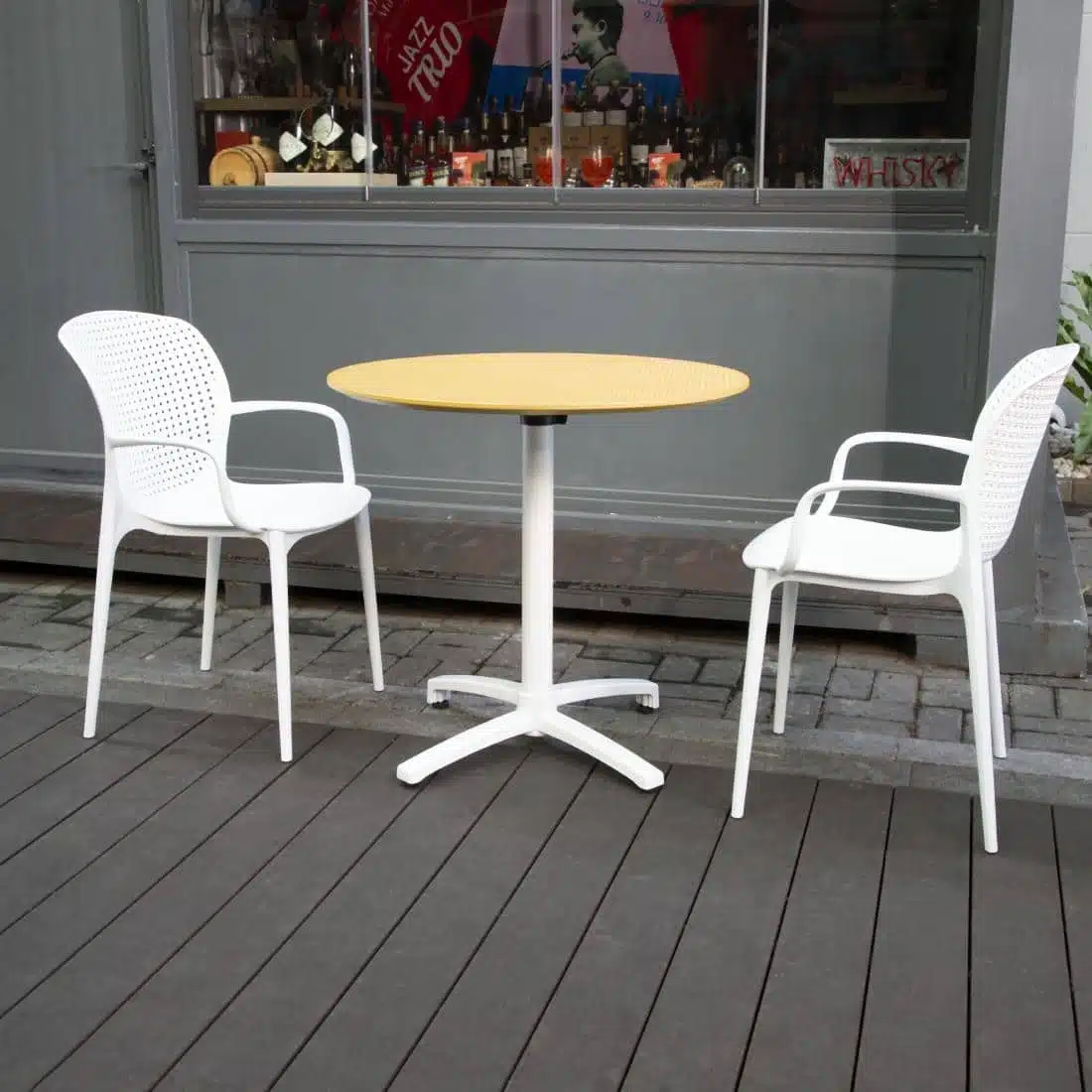 Bolero Folding Polypropylene Table 800mm Mustard Yellow - Image 6