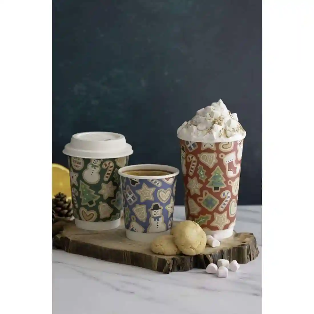 Vegware Double Wall Blue Christmas Cup 79-Series 8oz (Pack of 500) - Image 2