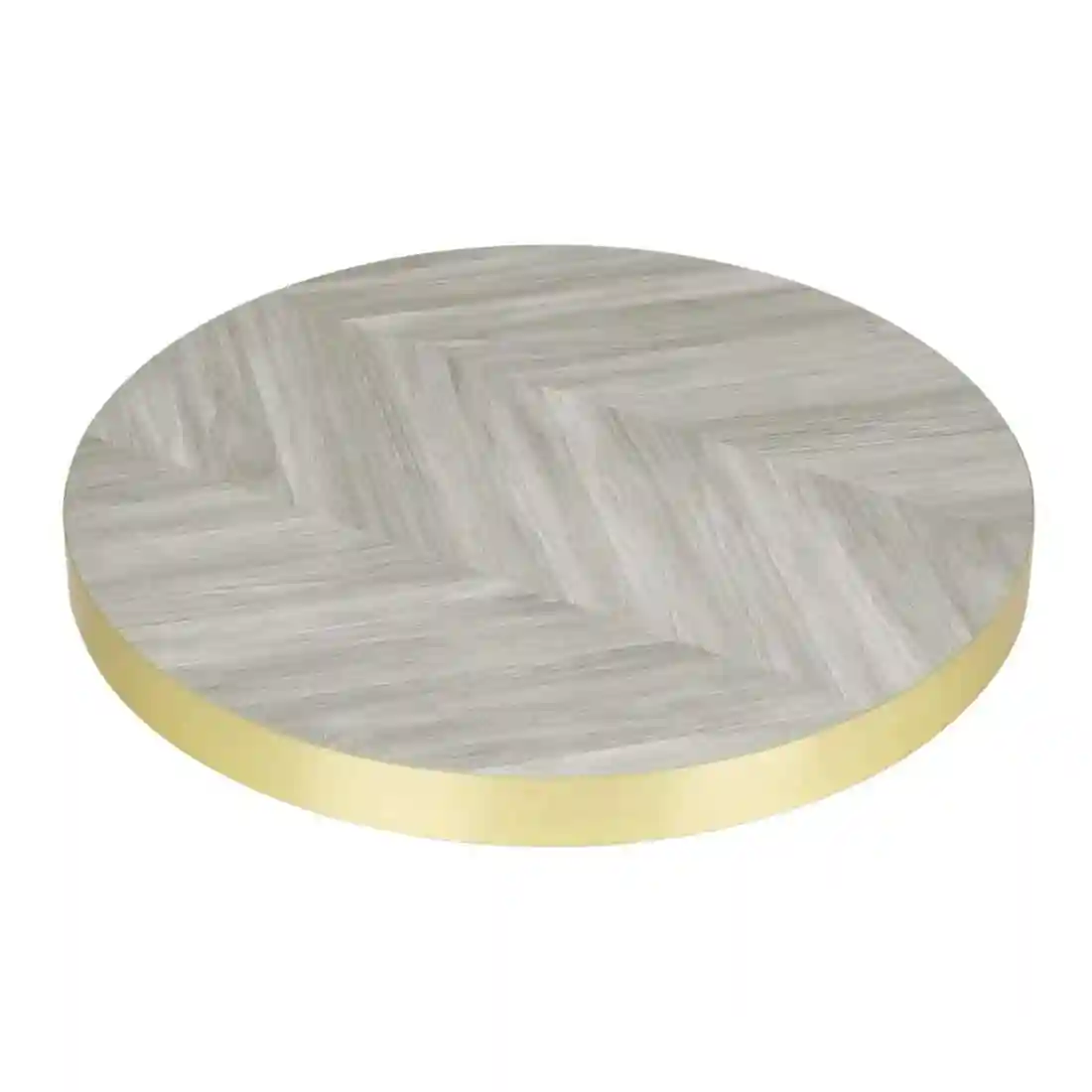 Bolero Pre-Drilled Round Table Top Chevron Design 600mm - Image 1