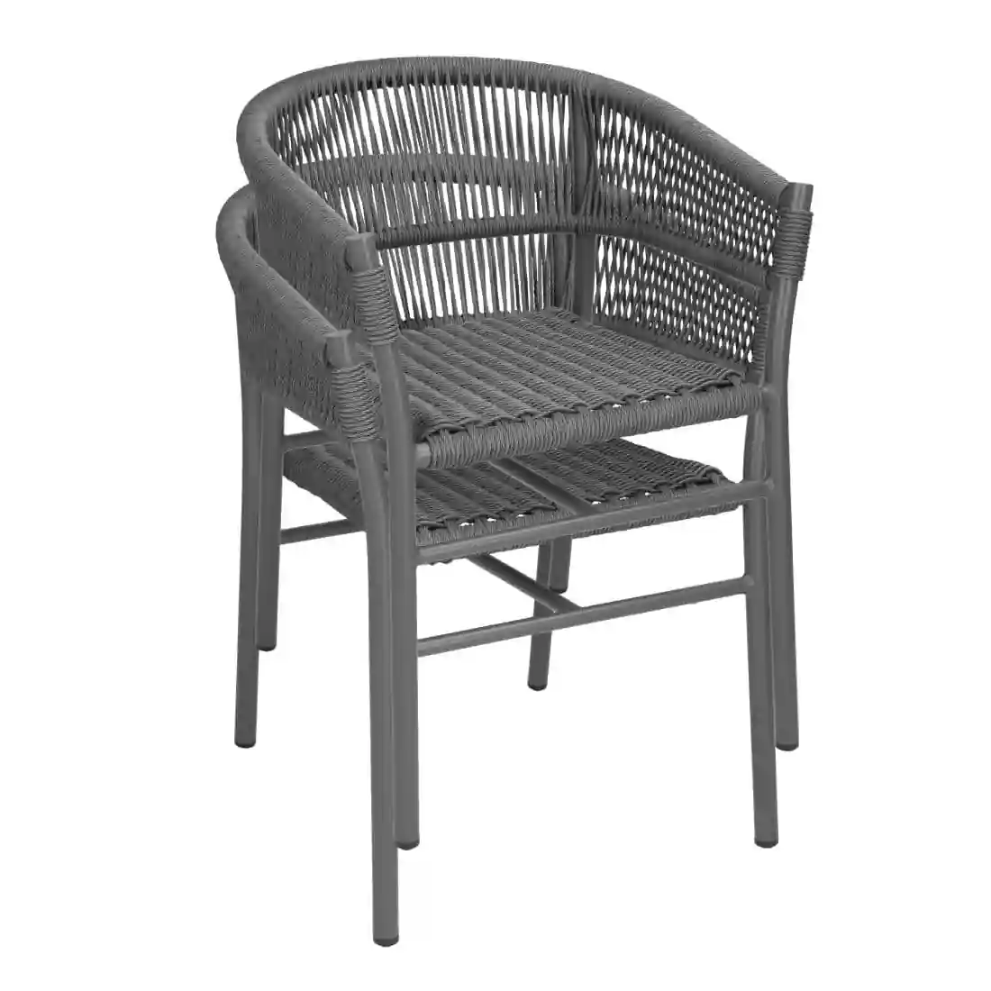 Bolero Florence Grey Mix Rope Twist Wicker Chairs (Pack of 2) - Image 4