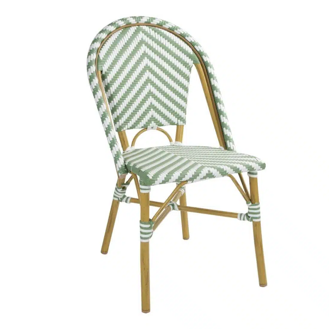 Bolero Parisian Style Rattan Side Chair Light Green (Pack of 2) - Image 1