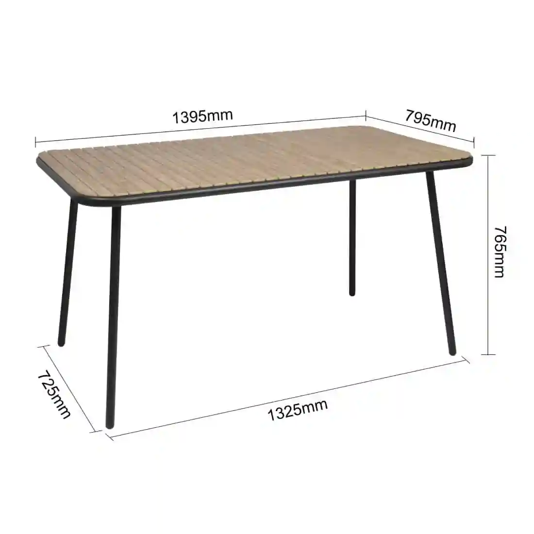 Bolero Santorini Rectangular Table Wood Effect 1400mm - Image 6