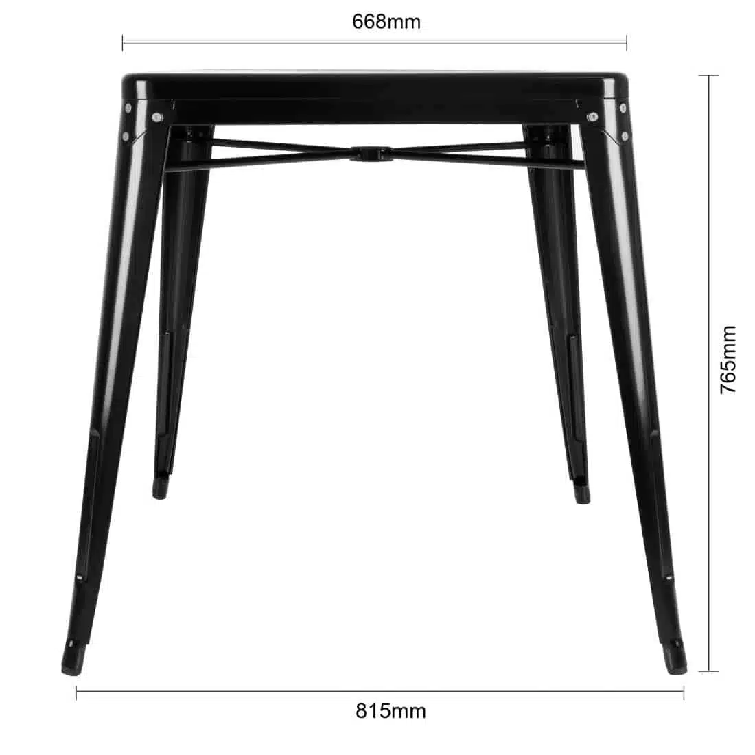 Bolero Bistro Steel Square Table Black 668mm (Single) - Image 6