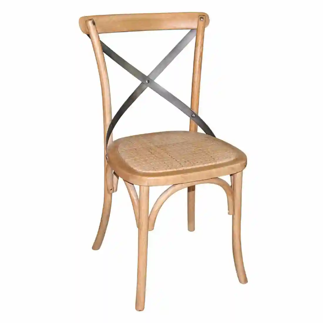 Bolero Natural Bentwood Chairs with Metal Cross Backrest (Pack of 2) - Image 1
