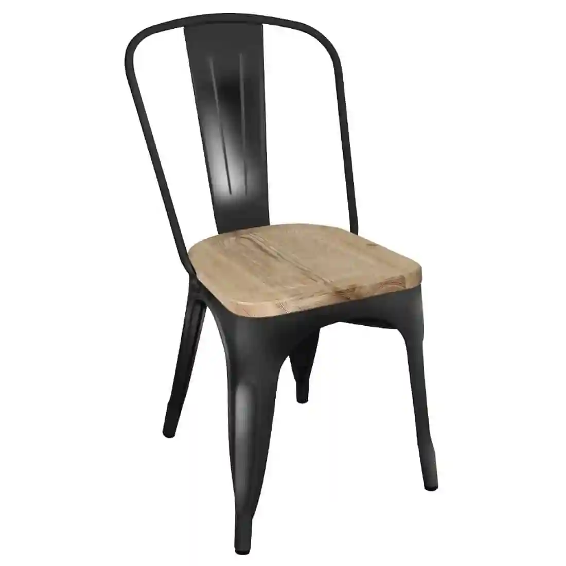 Bolero Bistro Side Chairs with Wooden Seat Pad Black (Pack of 4) - Image 1