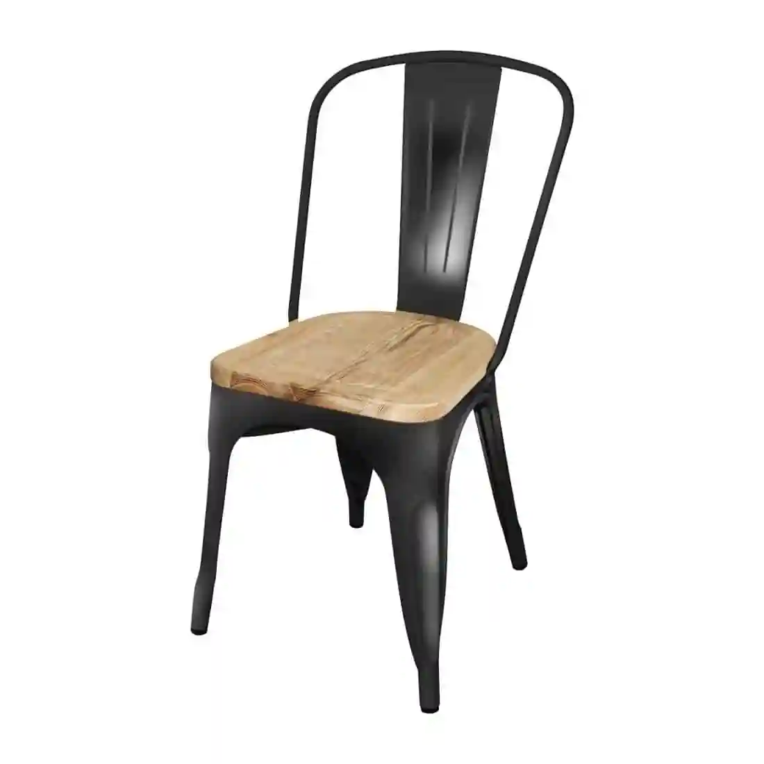 Bolero Bistro Side Chairs with Wooden Seat Pad Black (Pack of 4) - Image 2