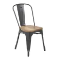 Bolero Bistro Side Chairs with Wooden Seat Pad Gun Metal (Pack of 4) - Image 1