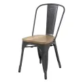 Bolero Bistro Side Chairs with Wooden Seat Pad Gun Metal (Pack of 4) - Image 2