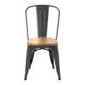 Bolero Bistro Side Chairs with Wooden Seat Pad Gun Metal (Pack of 4) - Image 3