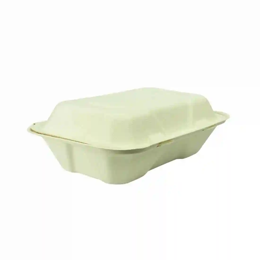 Vegware Compostable Bagasse Clamshell Hinged Meal Boxes 228mm - Image 1