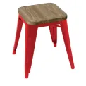 Bolero Bistro Low Stools with Wooden Seat Pad Red (Pack of 4) - Image 1