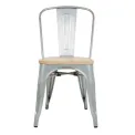 Bolero Bistro Side Chairs with Wooden Seat Pad Galvanised Steel (Pack of 4) - Image 2
