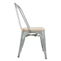 Bolero Bistro Side Chairs with Wooden Seat Pad Galvanised Steel (Pack of 4) - Image 3