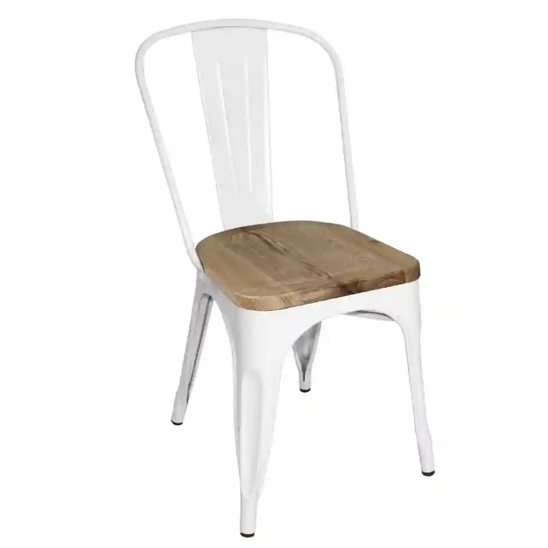 Bolero Bistro Side Chairs with Wooden Seat Pad White (Pack of 4) - Image 1