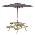 Rowlinson Picnic Table 4ft with Grey Parasol 2.7m - Image 1