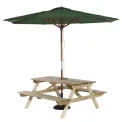Rowlinson Picnic Table 5ft with Green Parasol 2.7m & Base 15kg - Image 1