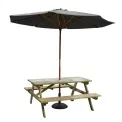 Rowlinson Picnic Table 5ft with Grey Parasol 2.7m & Base 15kg - Image 1