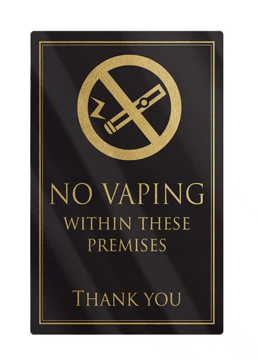 No Vaping Within These Premises Bar Sign - Black