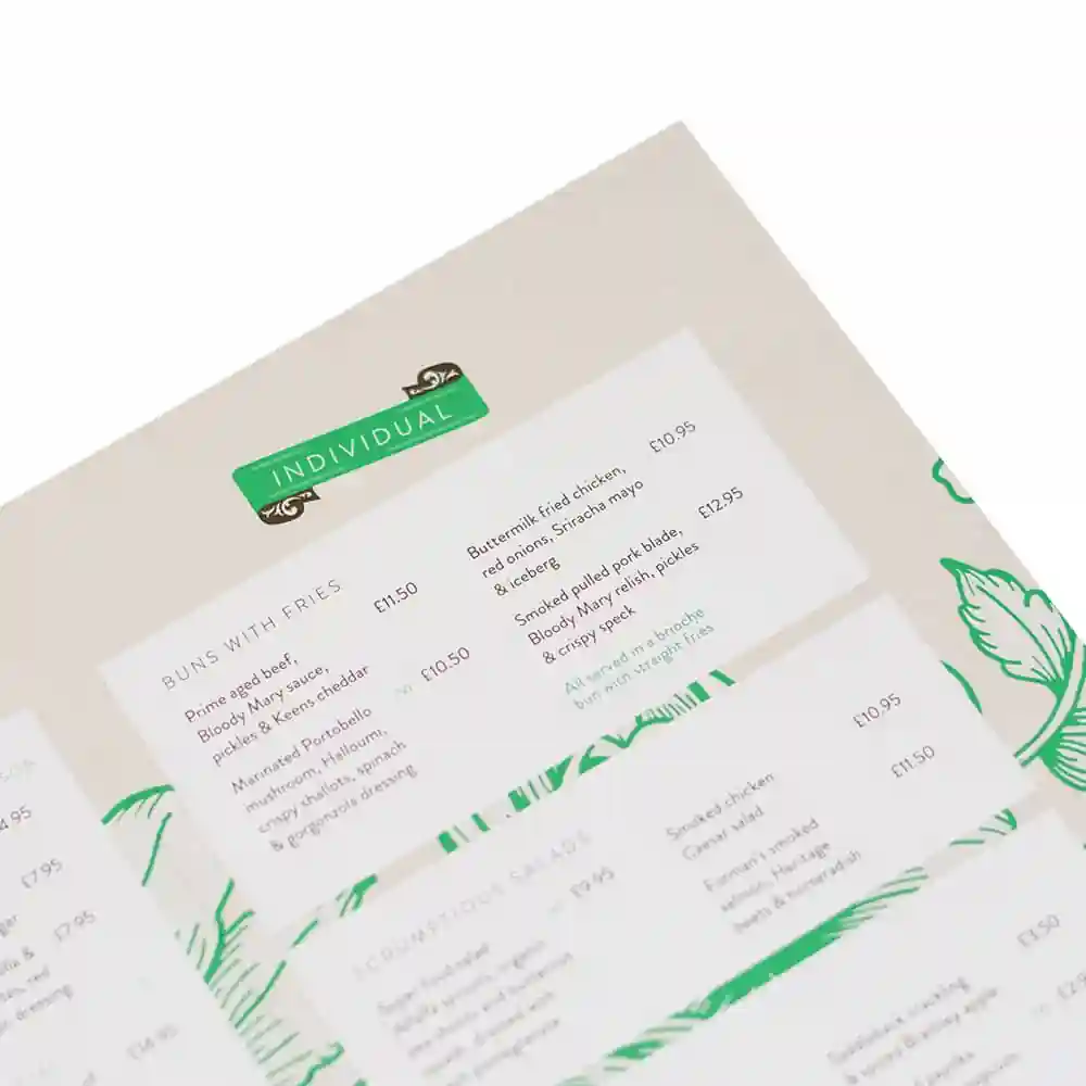 Printed Menu - Smart Hospitality Supplies