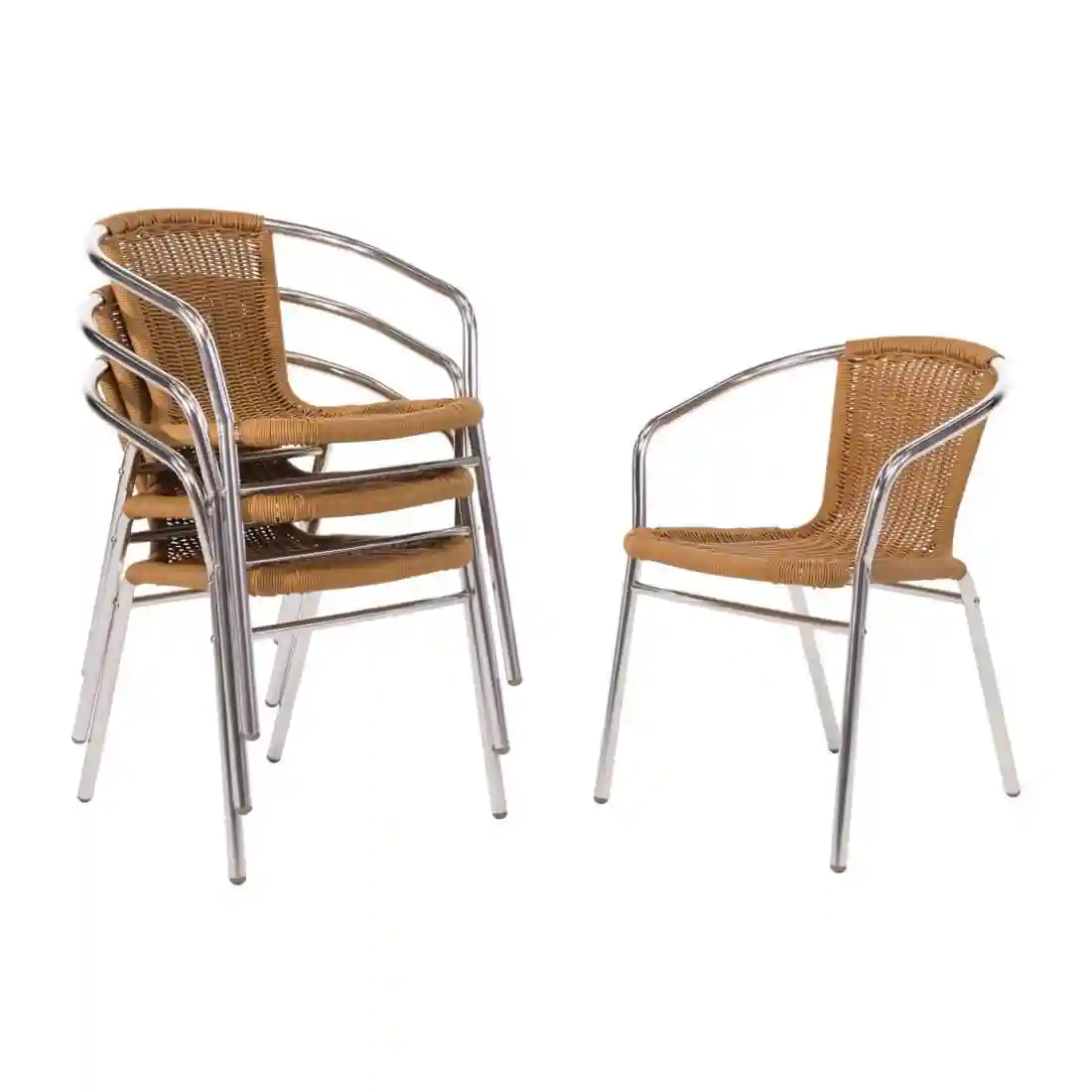 Bolero Aluminium and Natural Wicker Chair (Pack of 4) - Image 1