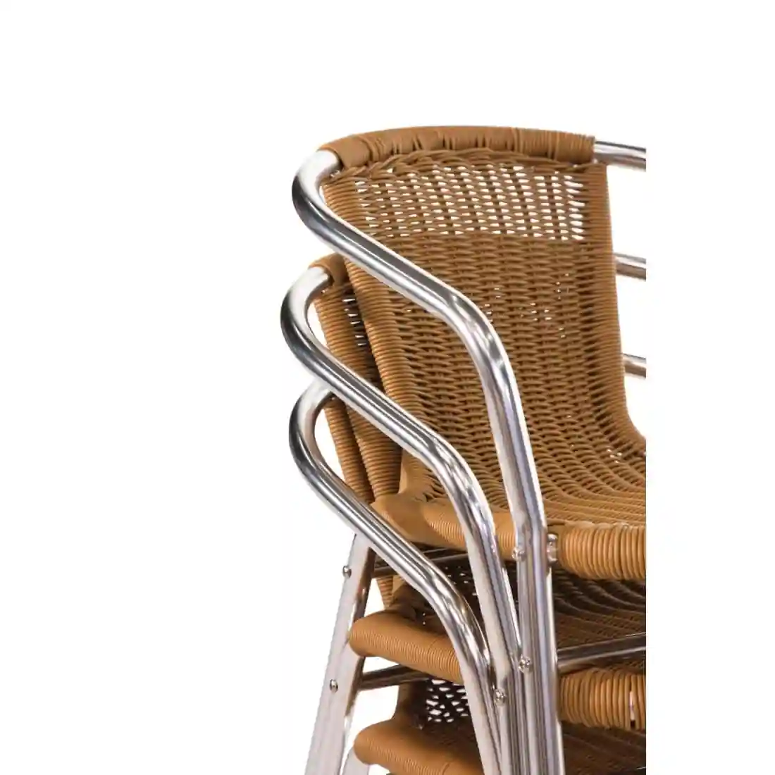 Bolero Aluminium and Natural Wicker Chair (Pack of 4) - Image 3