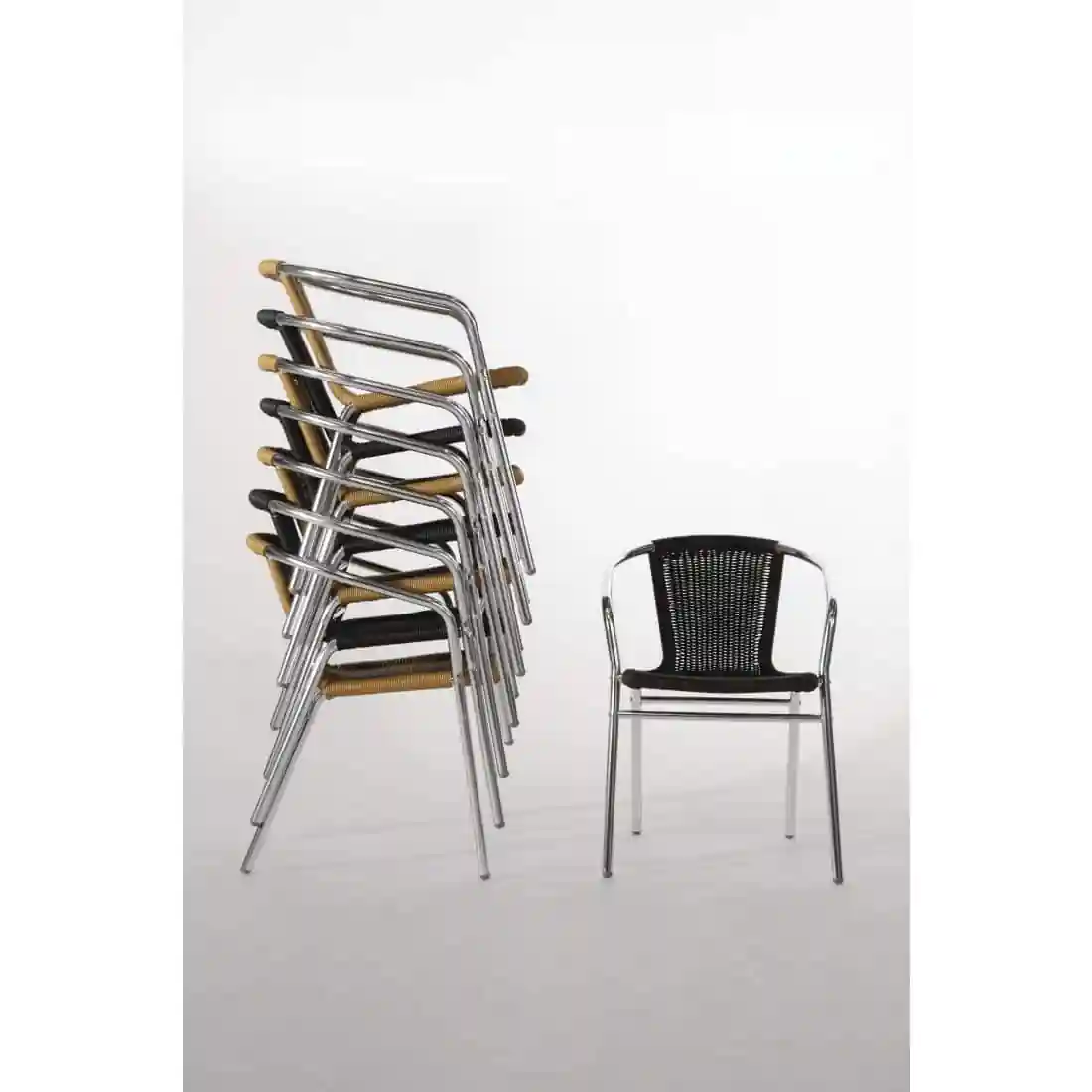 Bolero Aluminium and Natural Wicker Chair (Pack of 4) - Image 10