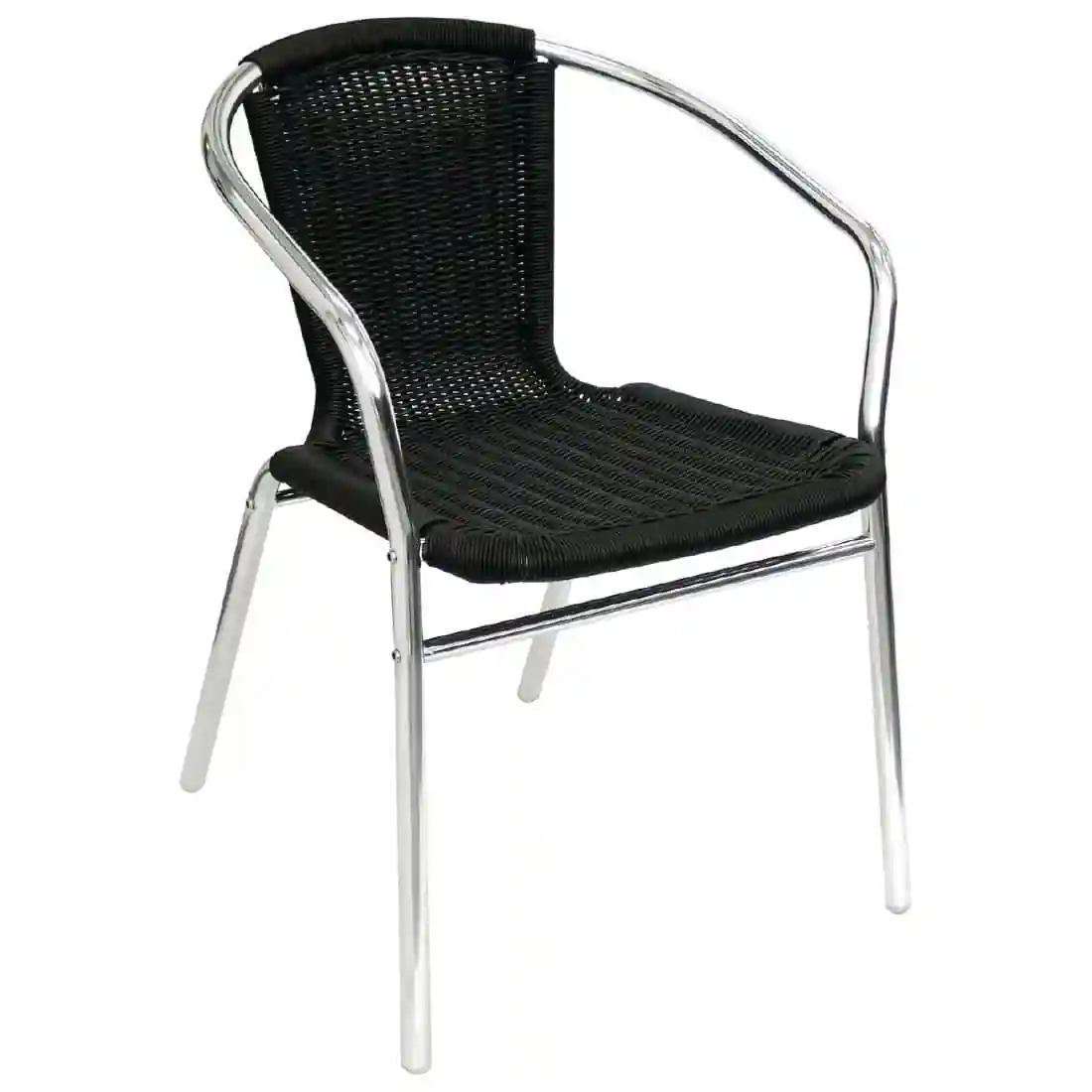 Bolero Aluminium and Black Wicker Chairs Black (Pack of 4) - Image 2