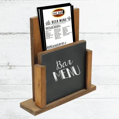 Wooden Menu Holder with Chalk Board